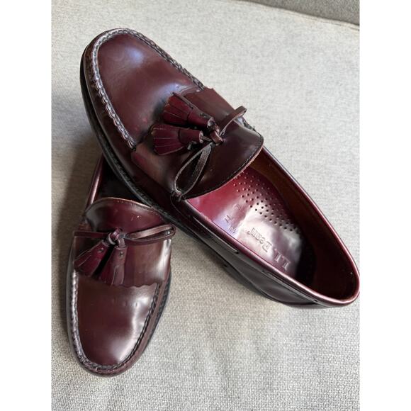 L L Bean Mens Kiltie Loafer Dress Shoes Burgundy Moc Toe Tasseled Slip On Sz 10 main image 8